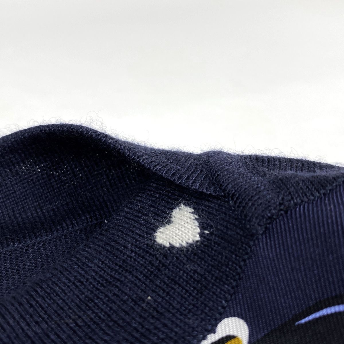  エルメス HERMES ニット切り替え カットソー BRIDES de GALA フレンチスリーブ トップス ネイビー ゴールド レディース 長袖 Tシャツ カットソー