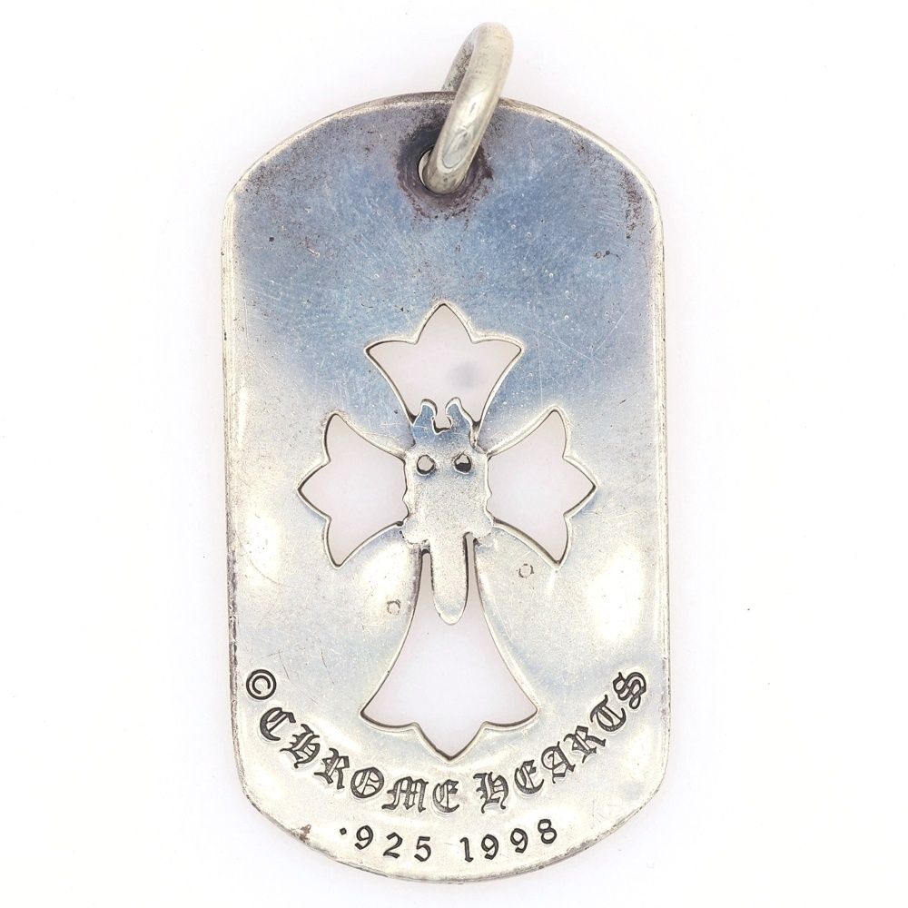 CHROME HEARTS クロムハーツ DT TNY CO CRS DAGGER ロサンゼルス タイニーカットアウトクロスダガードッグタグ チャーム ペンダントトップ シルバー