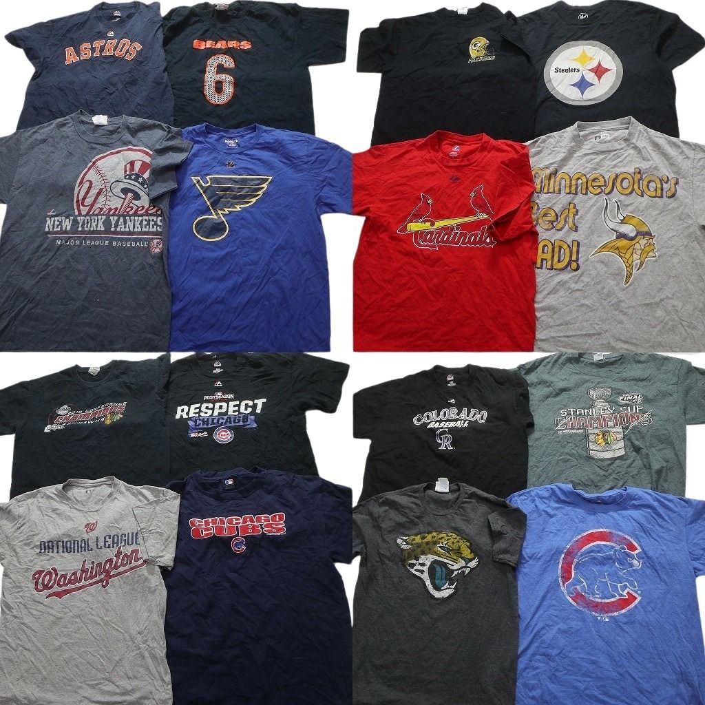 古着卸 プロチーム 半袖Tシャツ 16枚セット メンズ L MLB ヤンキース アストロズ カブス カージナルス 古着 NA2521