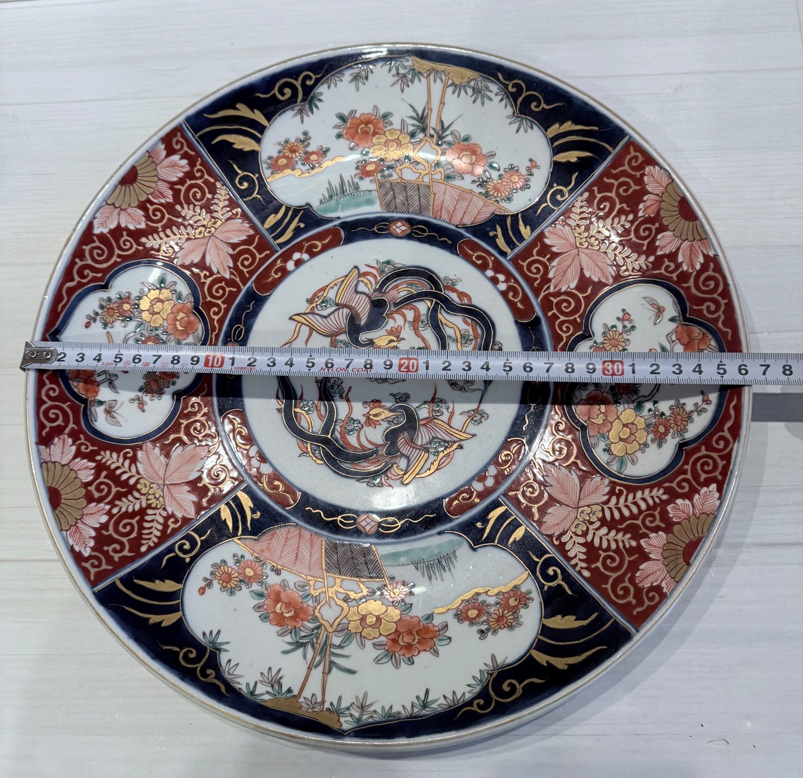  伊万里焼色絵大皿 伊万里焼 有田焼 大皿 色鮮やかな花鳥模様 36ｃｍ 装飾品 皿 食器