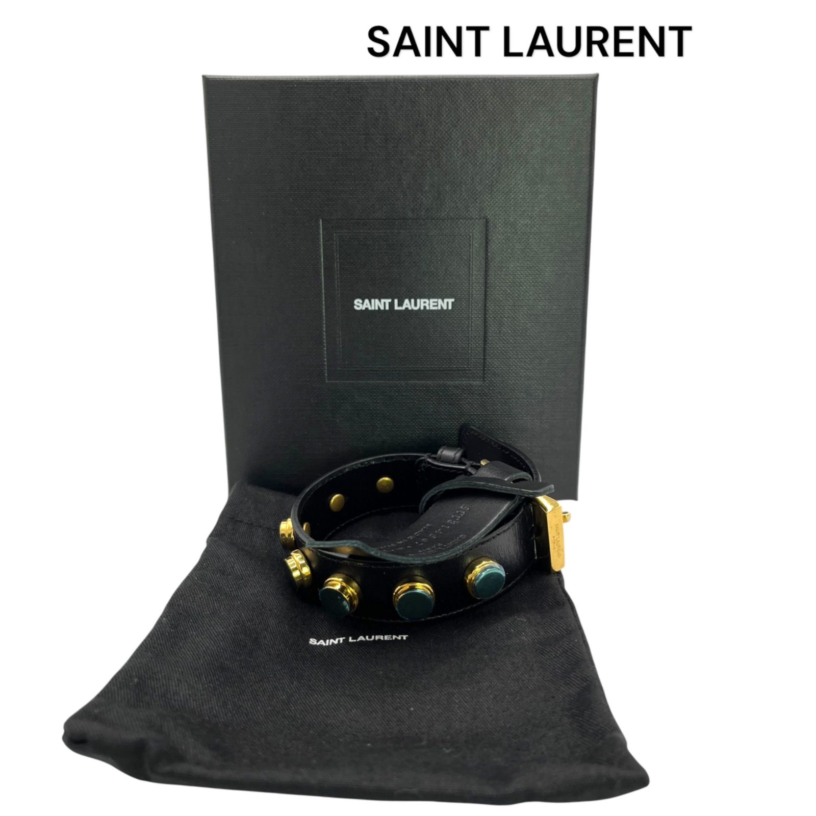 ○ 美品 サンローラン SAINT LAURENT スタッズ レザー ブレスレット 