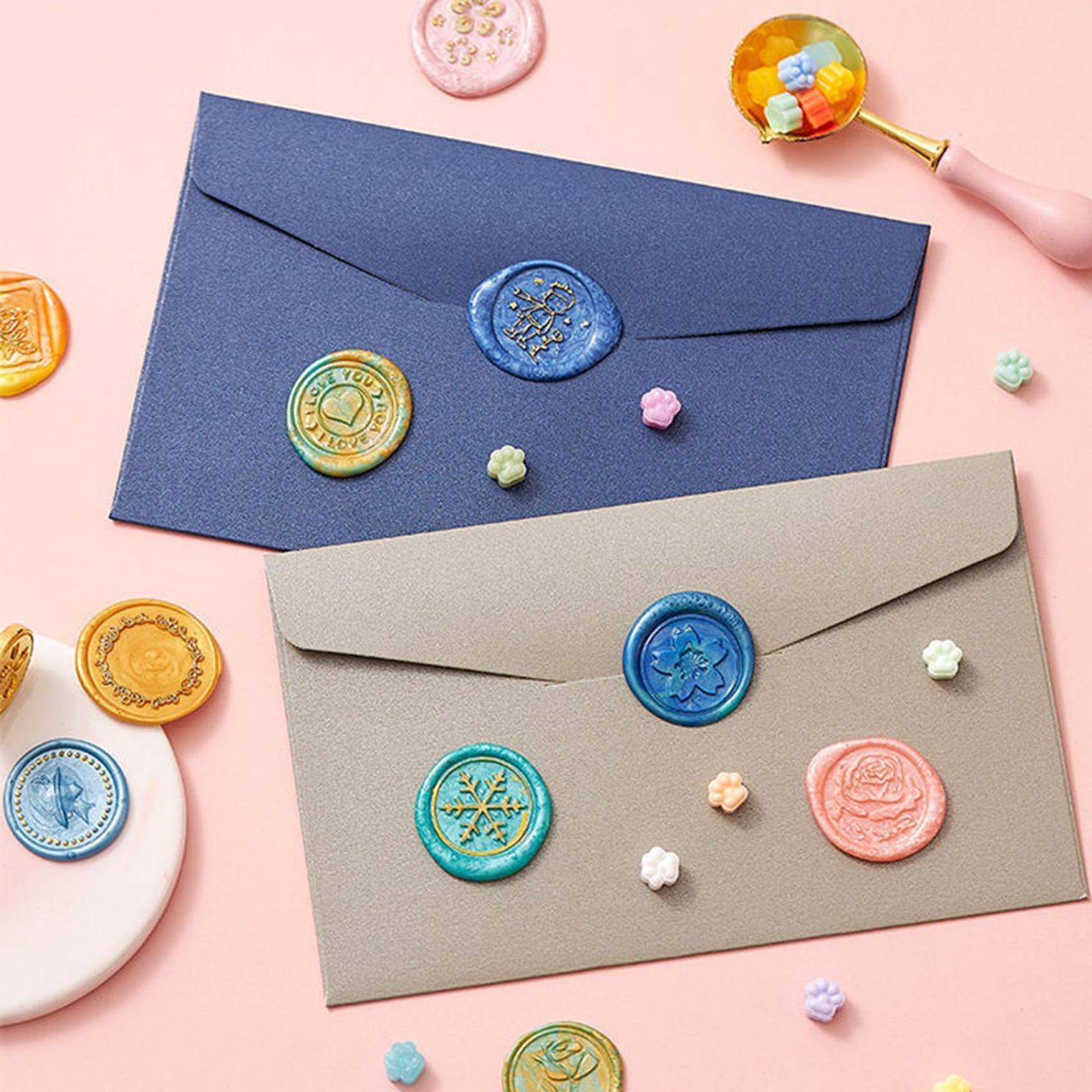 在庫セール 封蝋 結婚式 DIY スターター 招待状 シーリングすたんぷセット 15色ワックスビーズ 手紙 シーリングワックス 可愛い 誕生日 シーリングスタンプセット USTAUSTRALIA_COM_AU