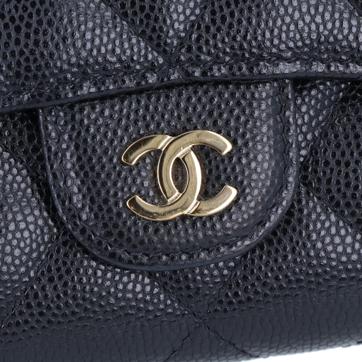 CHANEL マトラッセ キャビアスキン 財布 ネイビー ゴールド金具 29番台 CHANEL シャネル マトラッセ チェーンウォレット ネイビー