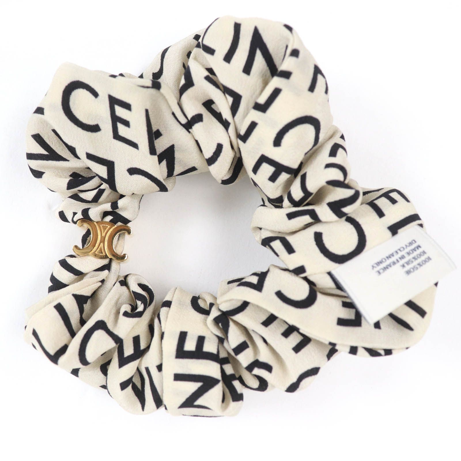 極美品☆CELINE セリーヌ 46Y352SIB レイユール シュシュ シルク