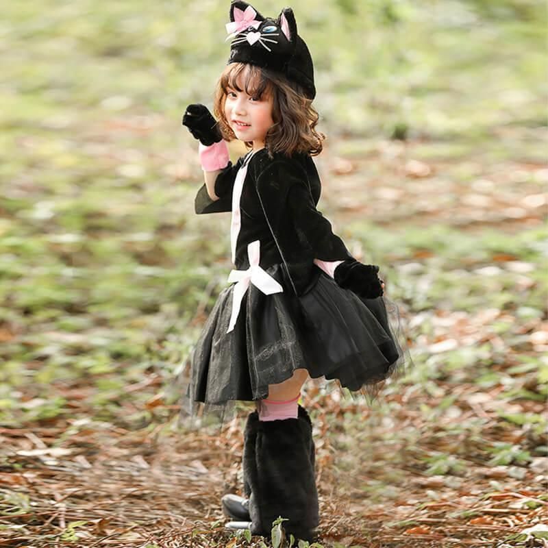 ハロウィン 衣装 子供 コスプレ 子供用 黒猫 女の子 猫女に変身