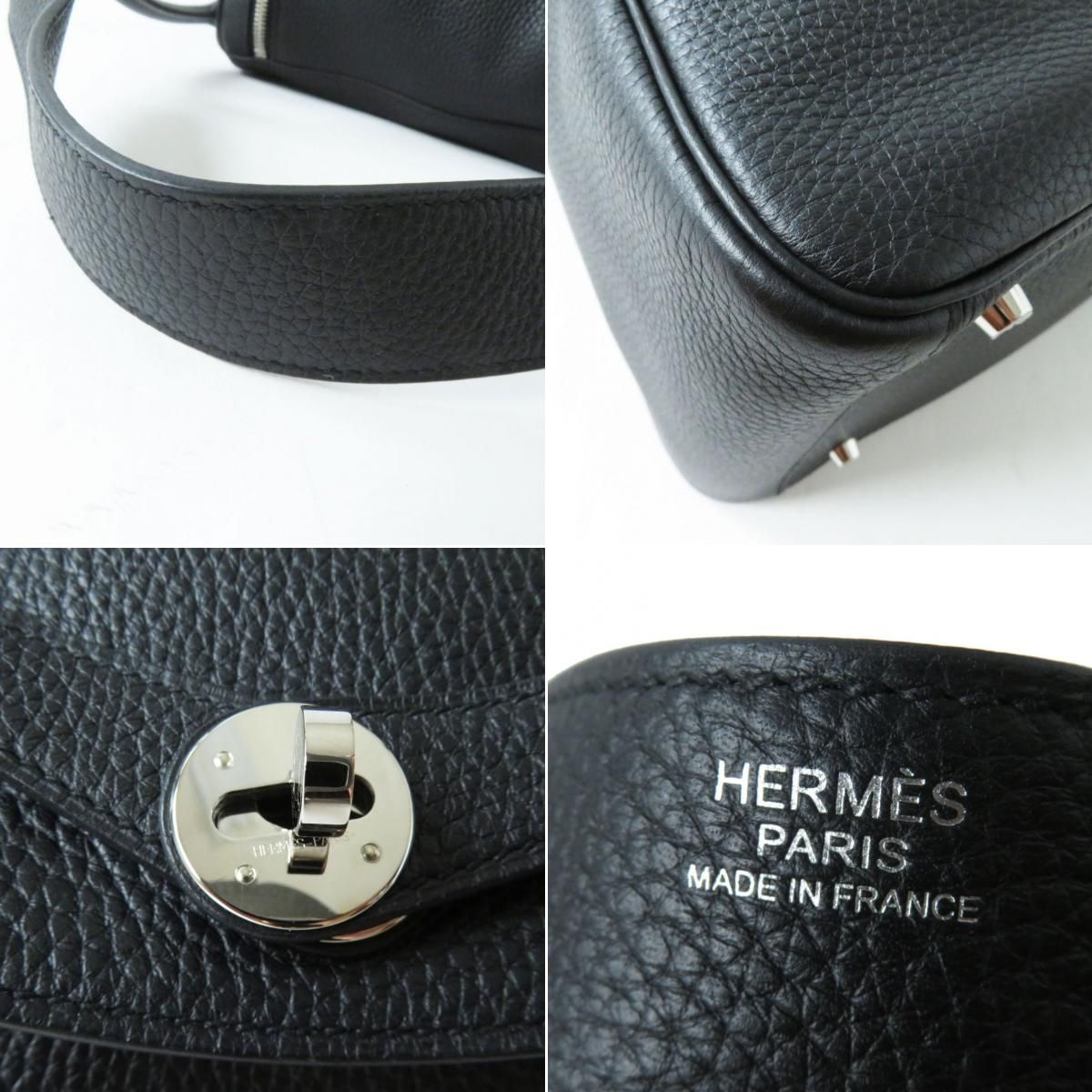 極美品◎フランス製 HERMES エルメス リンディ30 ハンドバッグ トリヨンクレマンス ブラック シルバー金具 D刻印 箱・保管袋付き