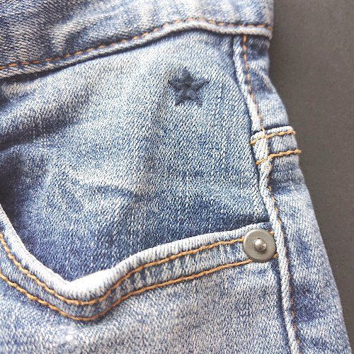◇ INDIMARK インディマーク ダメージ加工 ウォッシュ加工 星 ◇ INDIMARK インディマーク ダメージ加工 ウォッシュ加工 星
