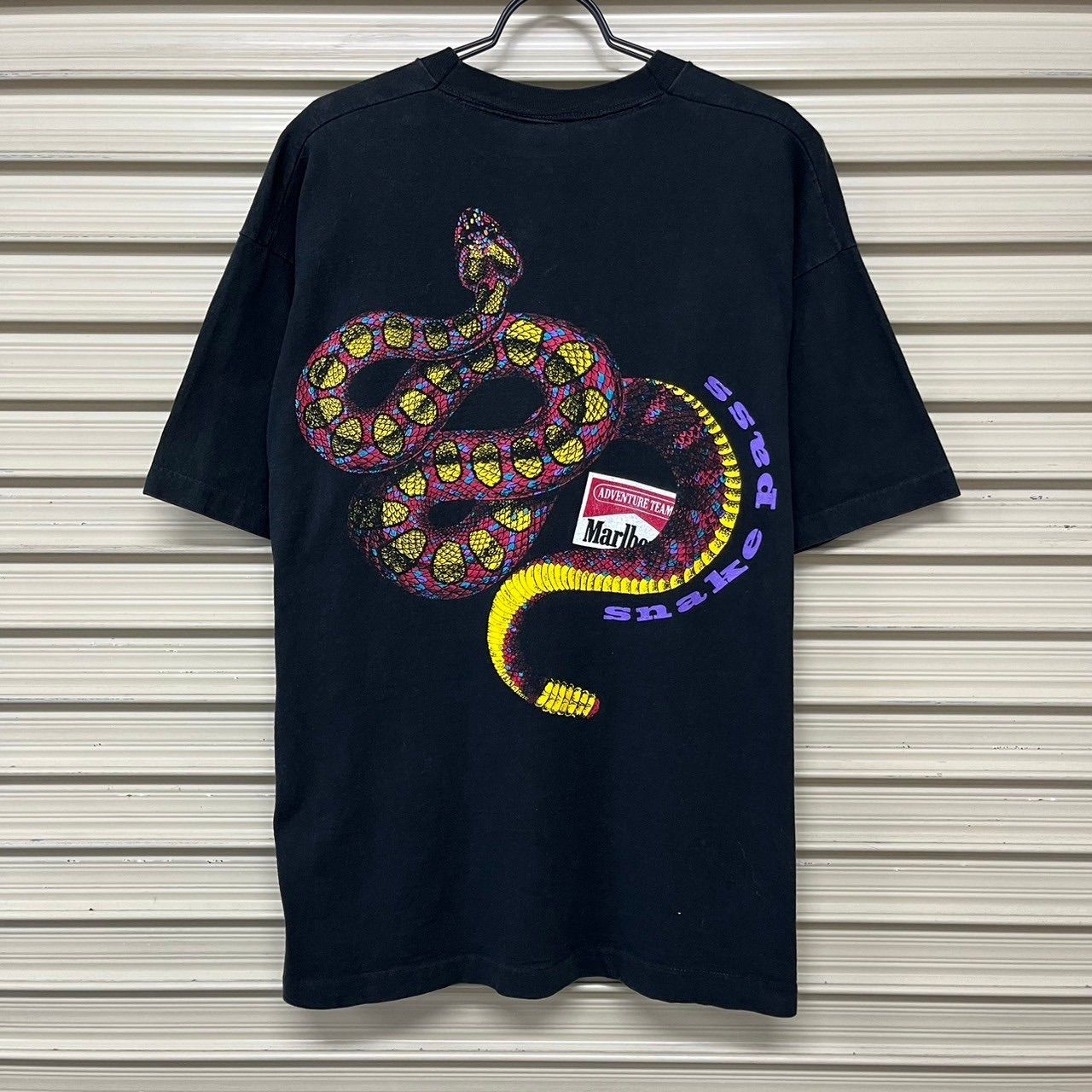 古着　マルボロt スネークパス　ヴィンテージtシャツ　90s たばこ 90s ヴィンテージ マルボロ スネークパス Tシャツ ブラック 黒