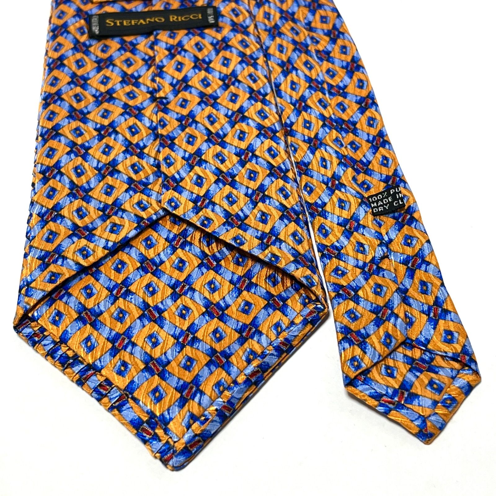 極美品 STEFANO RICCI ステファノリッチ ネクタイ オレンジ×ブルー 