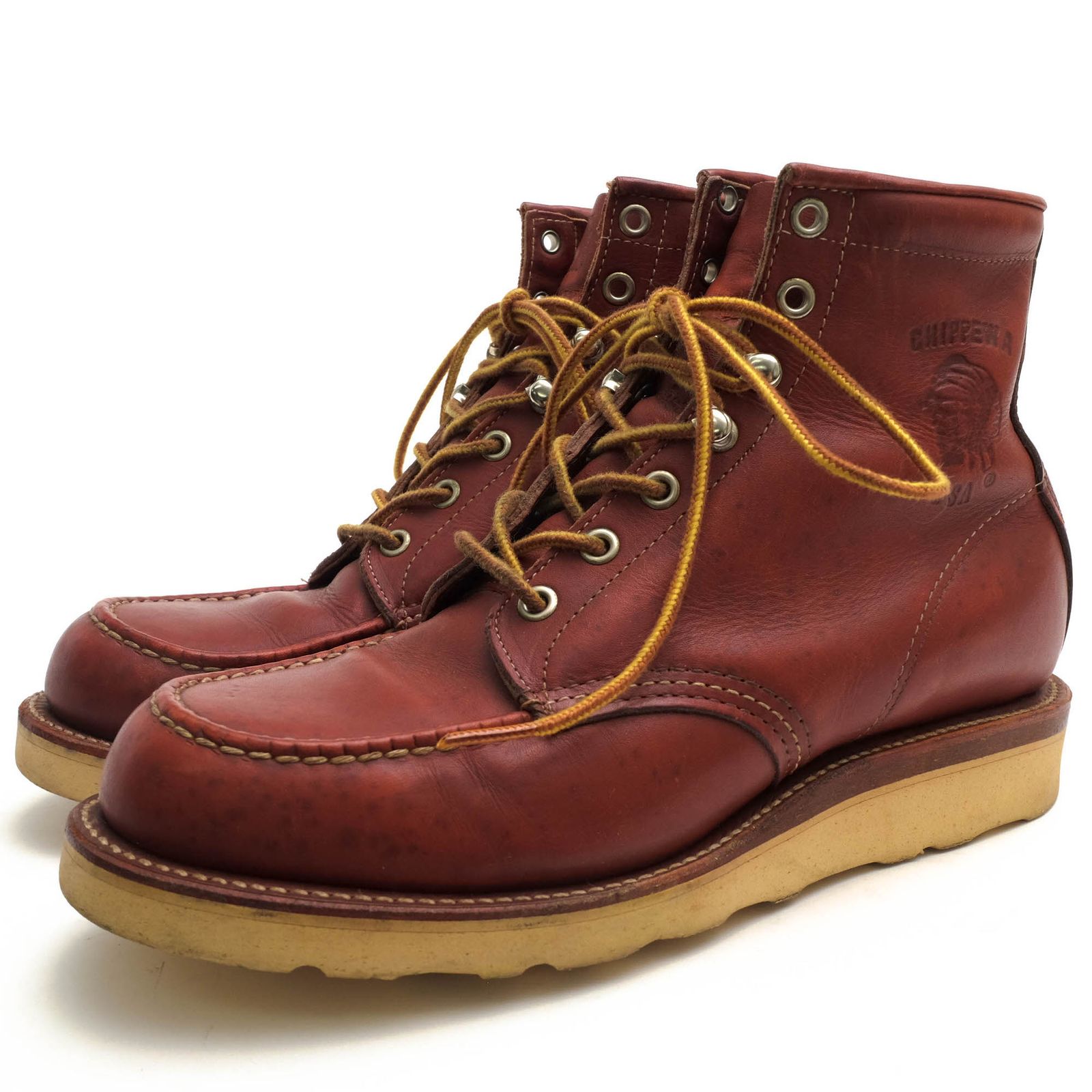 チペワ／CHIPPEWA ワークブーツ シューズ 靴 メンズ 男性 男性用 レザー 革 本革 レッド ブラウン 赤 茶  29493 6inch PORTAGE ORO RUSSETT モックトゥ Vibramソール