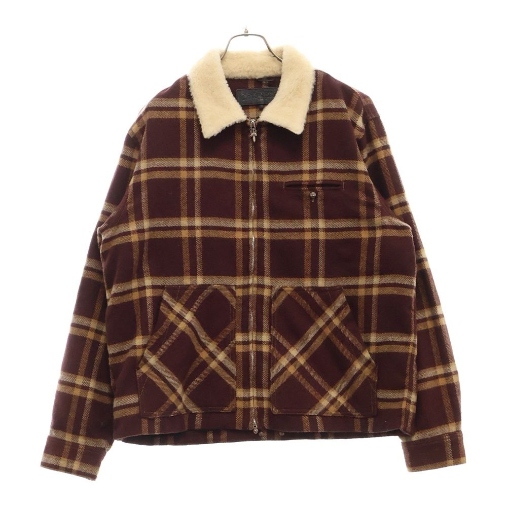 CHROME HEARTS クロムハーツ U BLACK SHEEP ボアチェックジップアップブルゾン ジャケット ブラウン