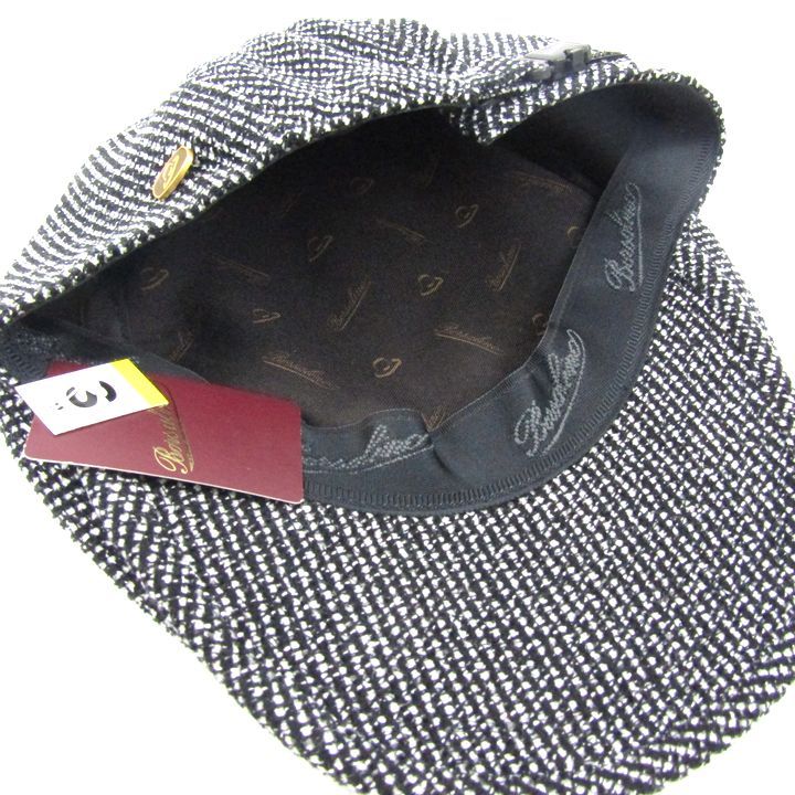 ボルサリーノ ハンチング 帽子 ブランド ツイード メンズ S 55 cm サイズ ブラック Borsalino