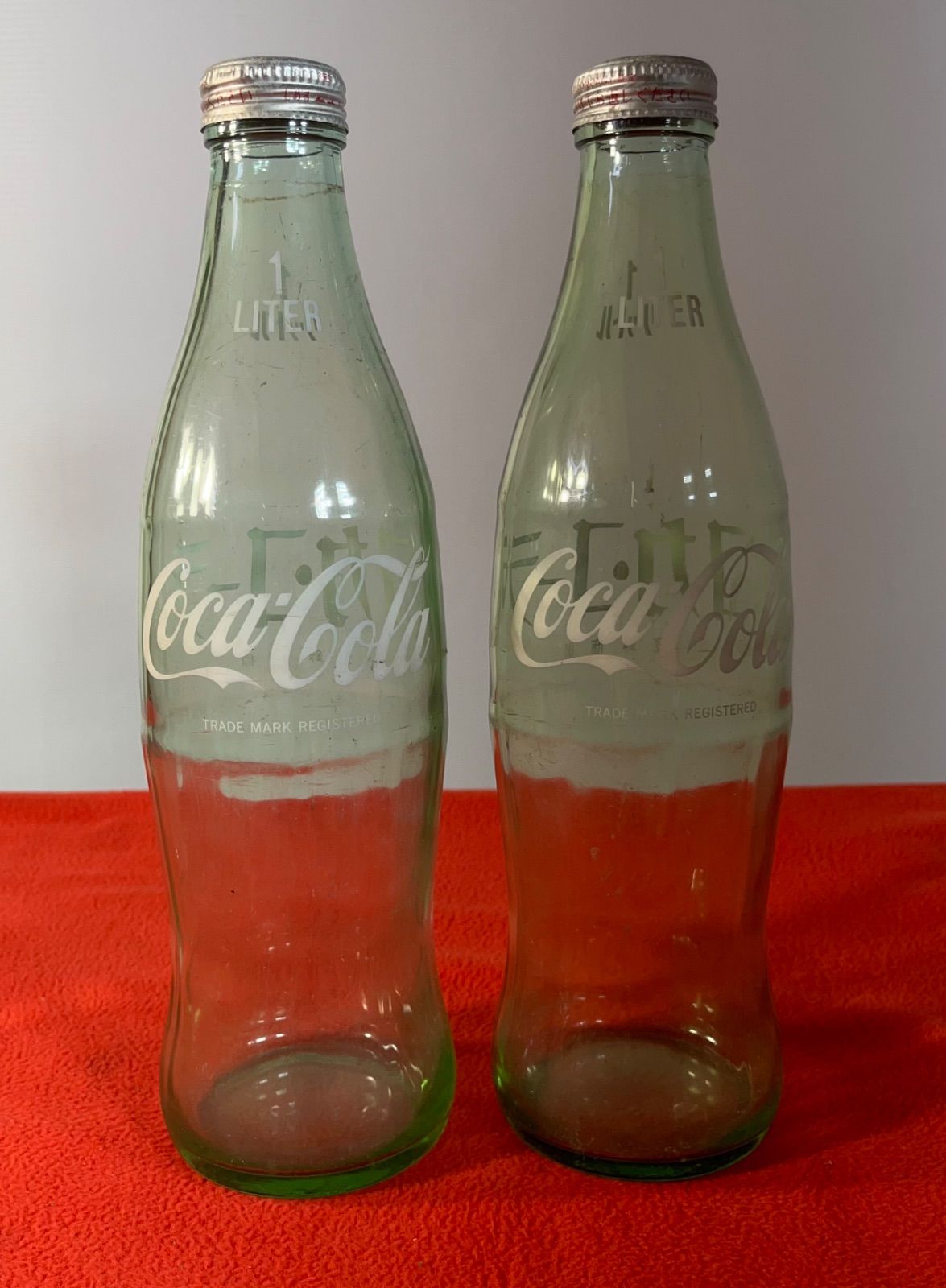 昭和レトロ　コカ・コーラ　ファンタ スプライト他 5本ガラス瓶セット1リットル 希少 昭和 コカ・コーラ ファンタ スプライト 他 1リットル 瓶 5本セット