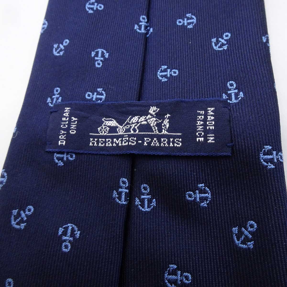 【未使用新品】HERMES ネイビー ネクタイ シルク100% エルメス水玉柄 ドット柄 ネイビー/ブルー メンズ ネクタイ