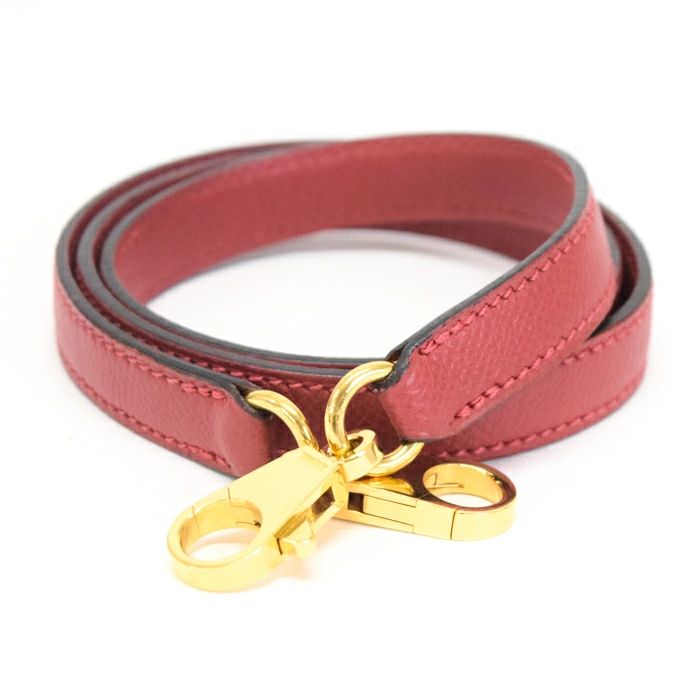 エルメス HERMES ショルダーストラップ バンドリエール クシュベル レザー GD金具 □C刻印 1999年 バッグ アクセサリー ケリー ボリード 交換用 ルージュヴィフ レッド 正規品 mbq26002