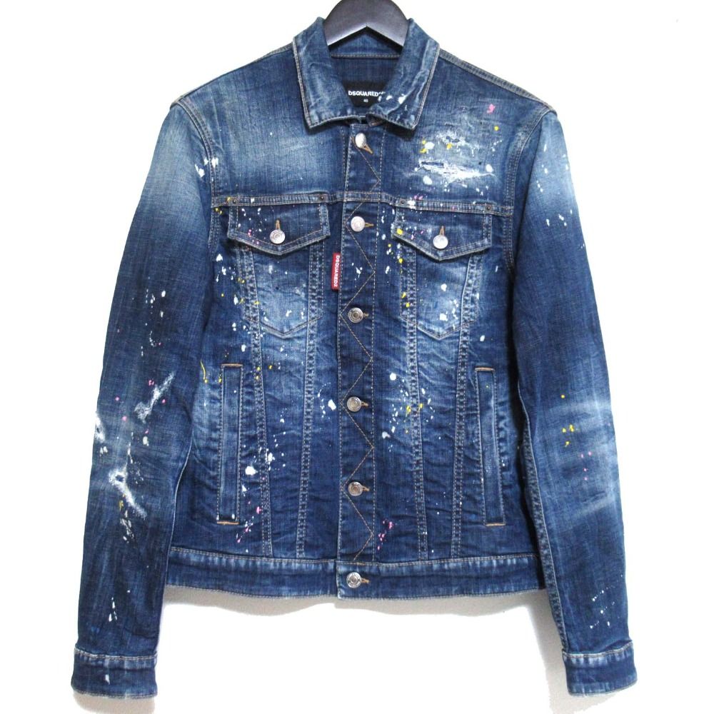再出品　DSQUARED2 Gジャン　46 23AW 美品 23AW DSQUARED2 ディースクエアード ペイント加工 ダメージ加工