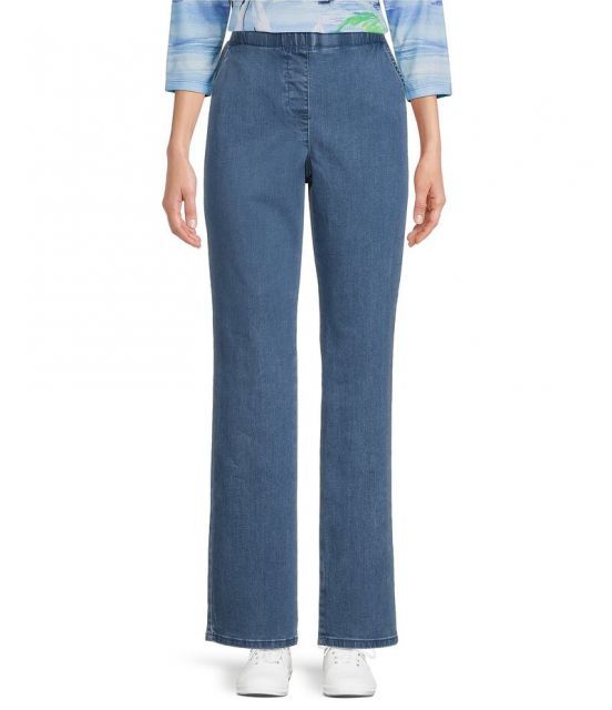 【送料無料】 アリソン デイリー レディース デニムパンツ ジーンズ ボトムス Petite Size Chambray Straight Leg Stretch Denim Elastic Waist Pull-On Jeans Chambray