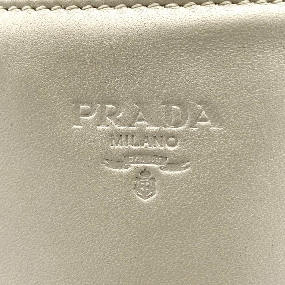 PRADA プラダ ワンショルダーバッグ レザー シボ アイボリー PRADA プラダ Wジップ ショルダーバッグ 1BH079 レザー