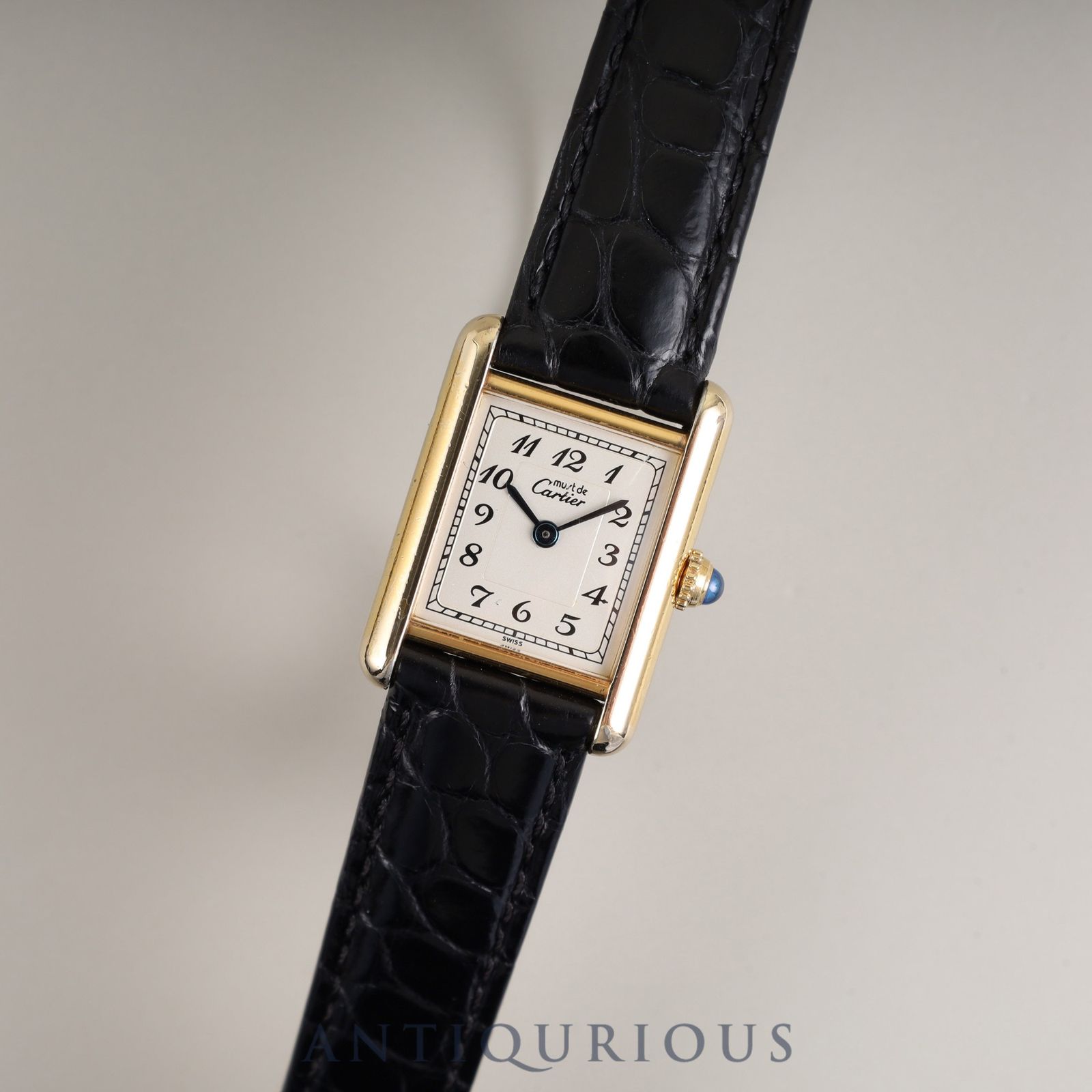 カルティエ マストタンク SM 5057001 クォーツ Cal.057 SV925 革 純正Dバックル GP アラビア文字盤 1982年頃~1995年頃 箱 保証書 オーバーホール済み