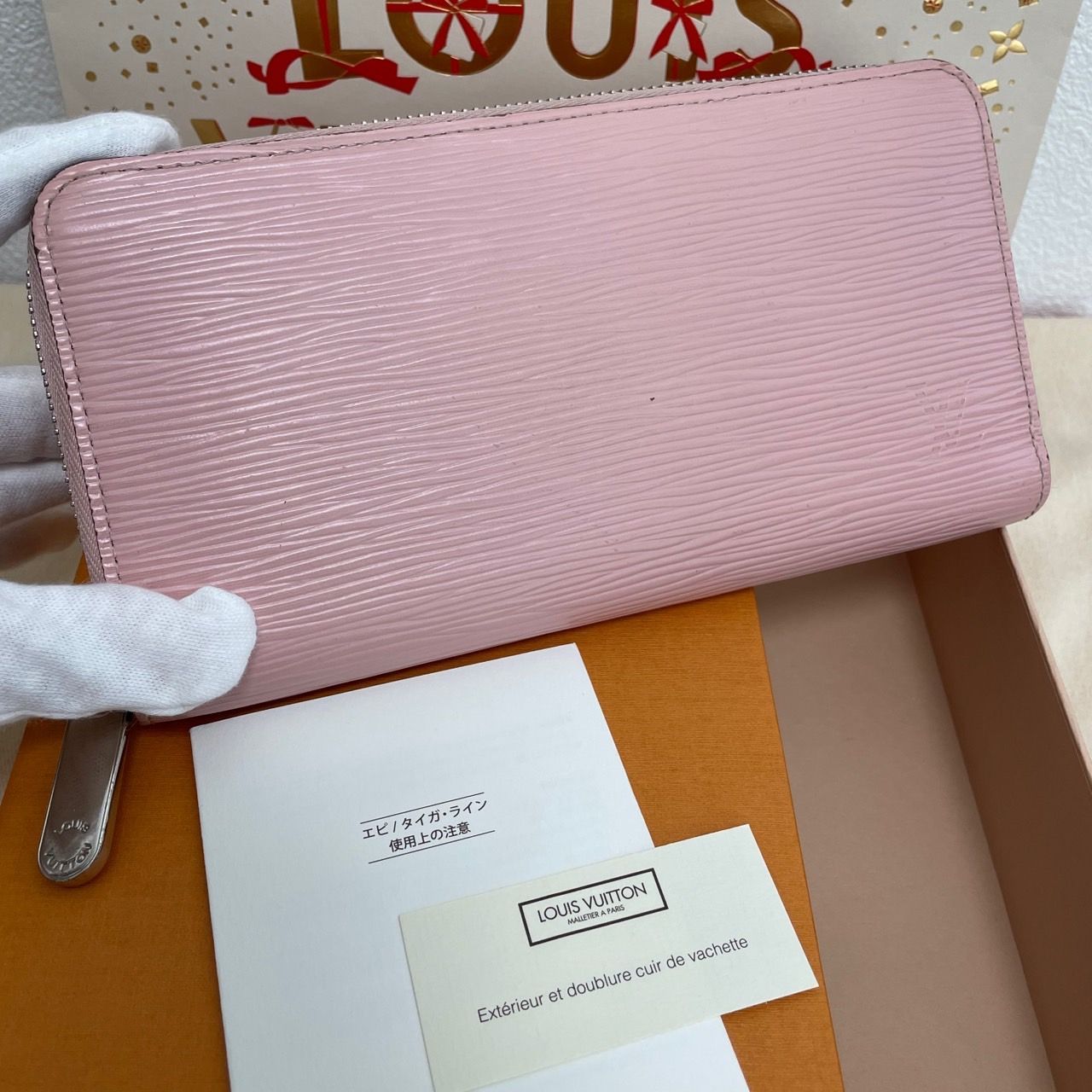 極美品】ルイヴィトン ダミエ エベヌ クレマンス ジッピー ローズ 長