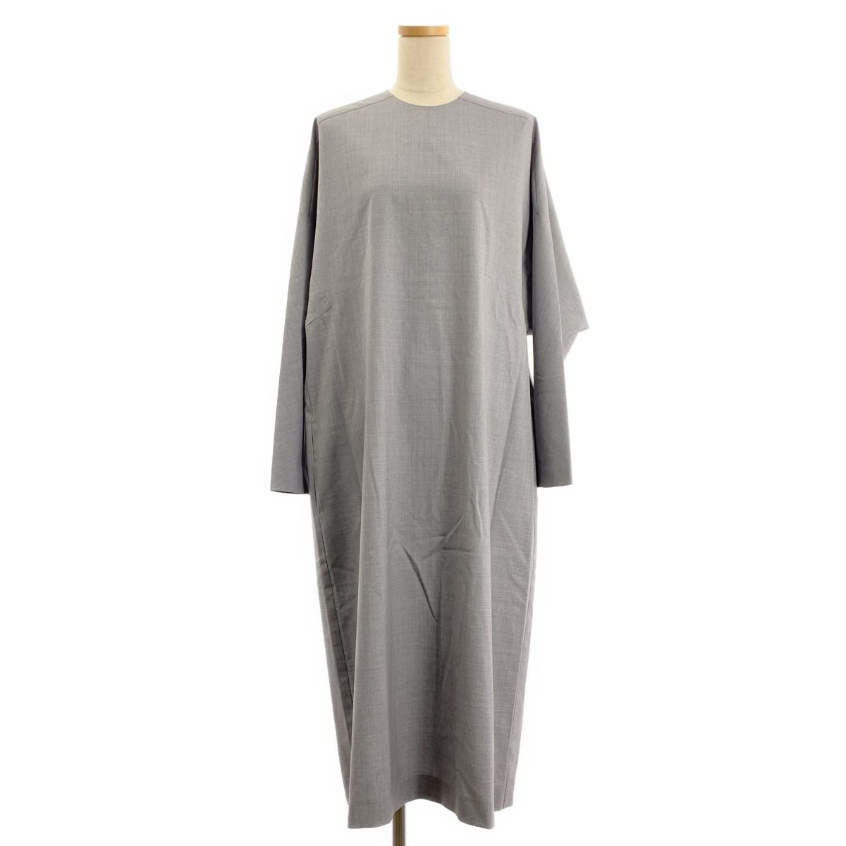 BLAMINK ブラミンク FALL フォール ウール クルーネックロングスリーブワンピース 36 グレー レディース