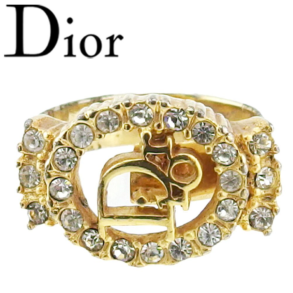 【未使用に近い】DIOR 指輪　リング　アクセサリー　15号　ラインストーン Dior - ChristianDior クリスチャンディオール ラインストーン