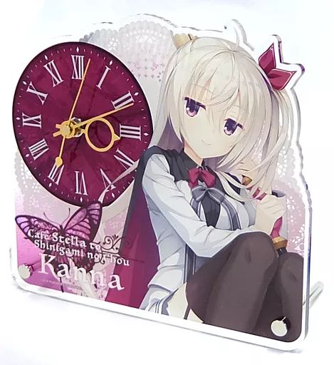 最安値，新品 【中古】置き時計・壁掛け時計 明月栞那 アクリルクロック 「喫茶ステラと死神の蝶」 ゆずソフトショップ限定 掛時計・柱時計