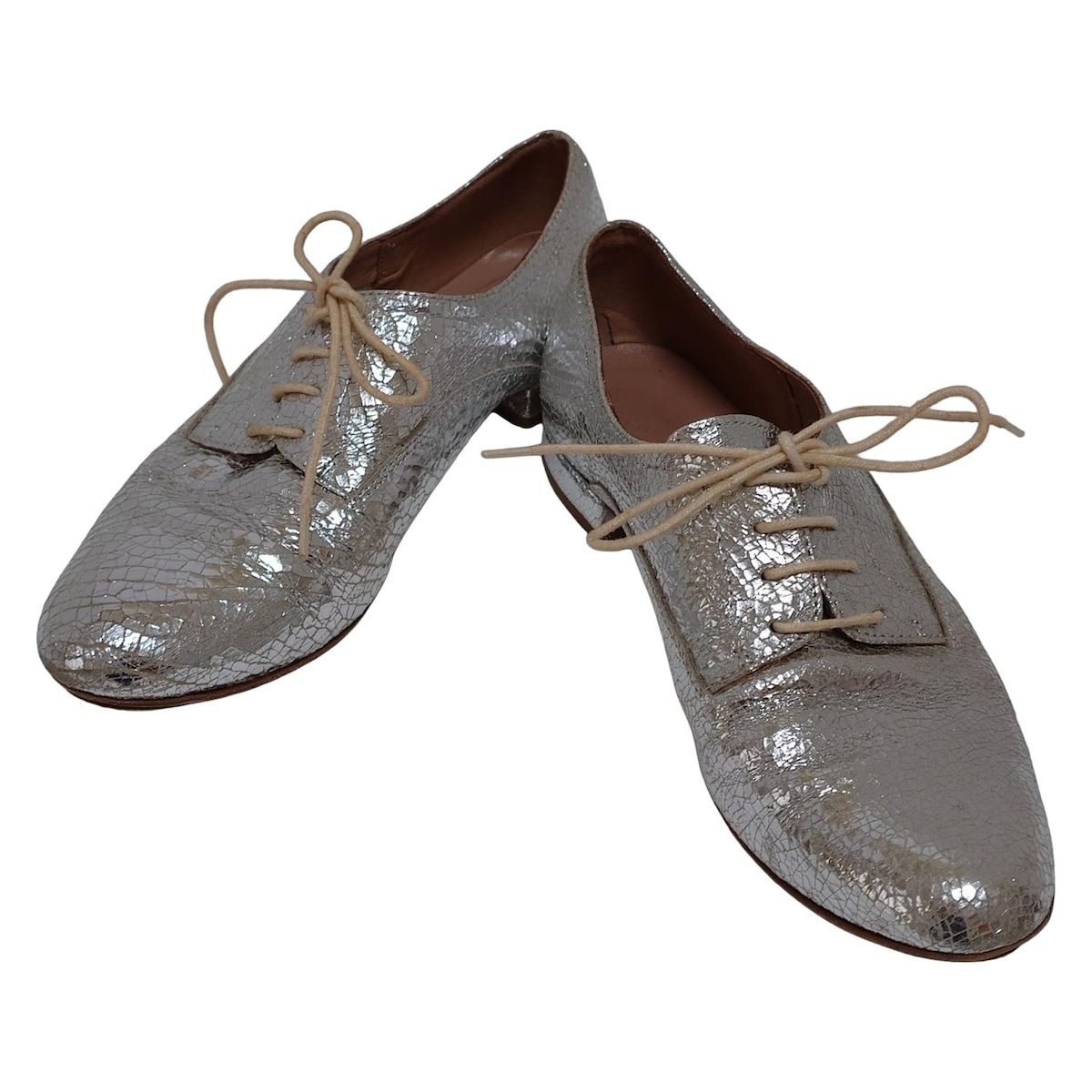 FABIO RUSCONI ファビオルスコーニ シューズ 35 レディース - シルバー ひび割れ加工 アウトソール張替済 レザー