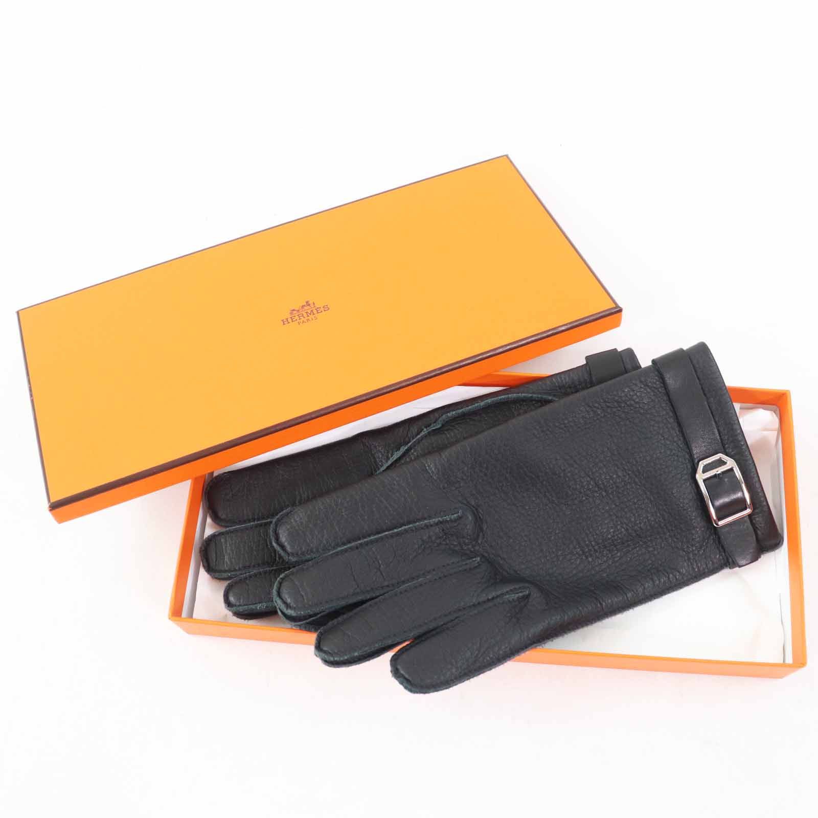 極美品◎HERMES エルメス ラムレザー 裏シルク100％ シルバー