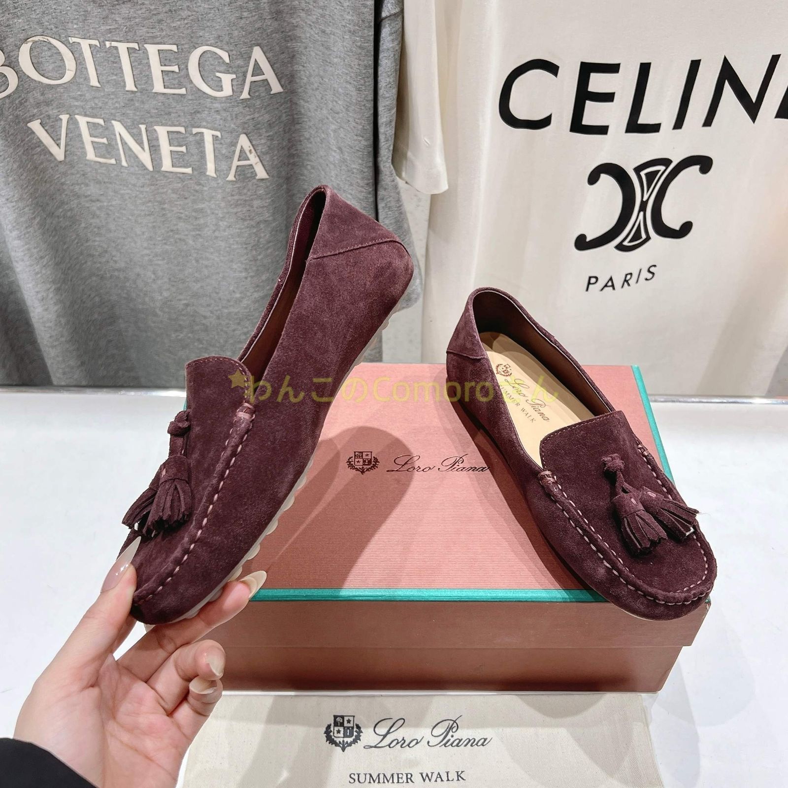 ワイン23.0~24.5cm ロロピアーナレディース サマーウォーク スエード タッセル ローファー スエードレザーコンフォート