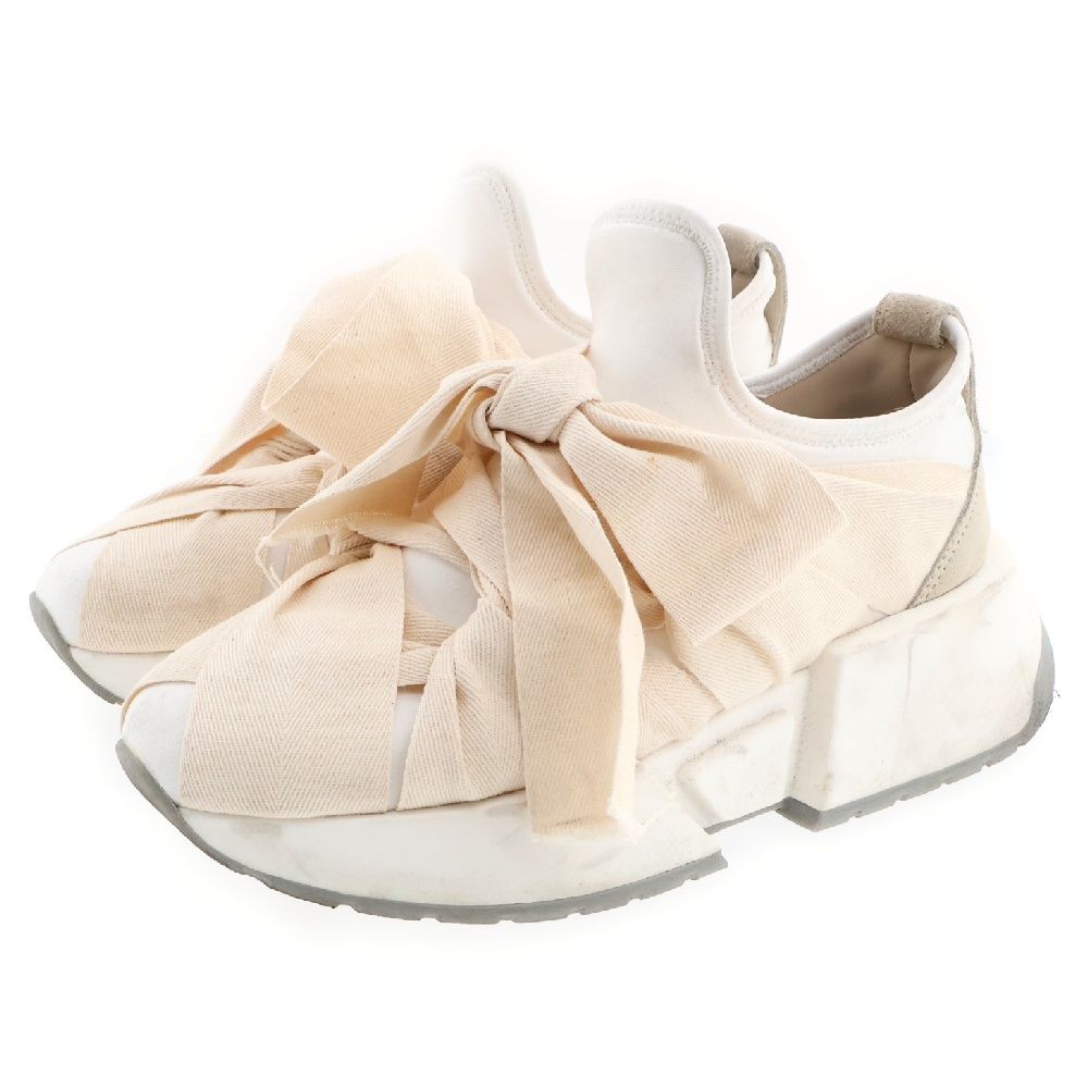 MM6 Maison Margiela (エムエムシックスメゾンマルジェラ) リボンタイ スリッポン ローカット 厚底 スニーカー ベージュ S40WS0112 レディース