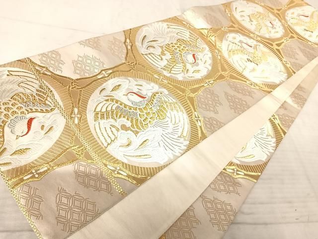 A18 美品　六通柄通　唐織『芬雅錦繡』　金銀糸　　逸品 平和屋着物◎佐賀錦 六通柄袋帯 唐織 色紙重ね吉祥花文 金糸