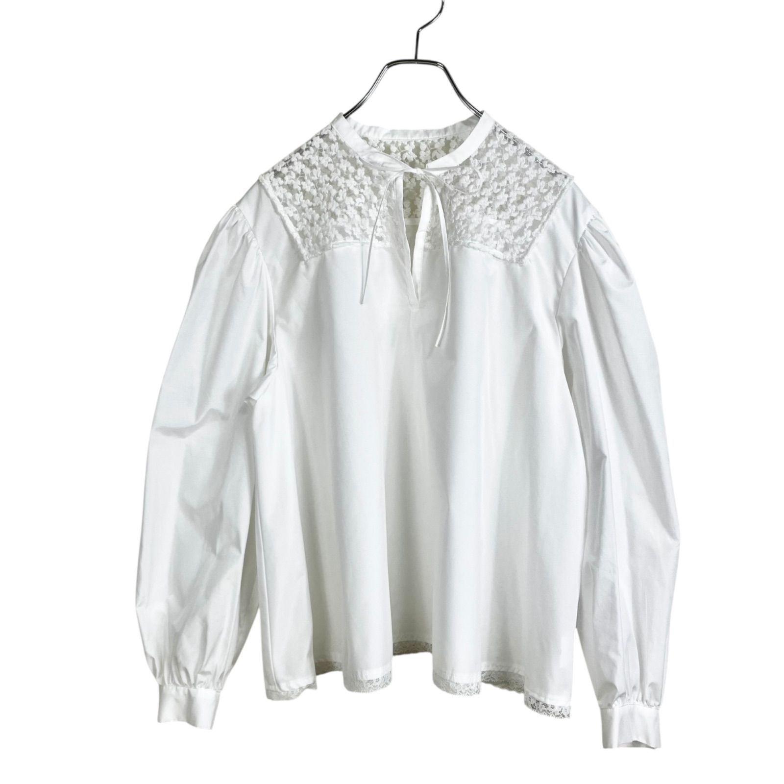 OHGA 2024SS PUFF LACE ブラウス ホワイト 白 オーガ 長袖 パフレース