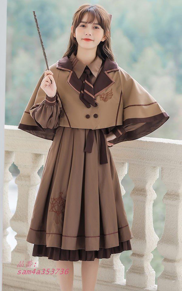 ワンピース レディース ロリータワンピース 春 秋 学生風 シンプル ゴスロリ フリル Aライン マント ロリィタファッション am4a353736 WWW_MORNINGWALKER_COM