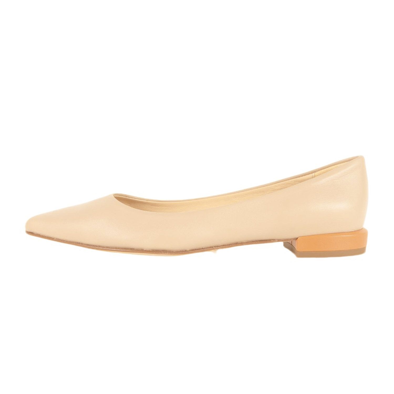 FABIO RUSCONI ファビオルスコーニ サイズ 38 25.0cm | 24春夏 ポインテッドトウ カラーヒール パンプス | フラット バイカラー マット レザー | ベージュ×オレンジ | イタリア製 レディース