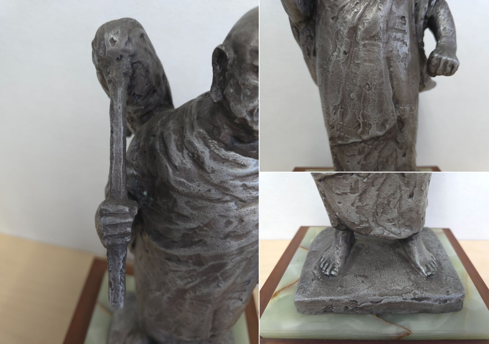 中古】M▽北村西望 ブロンズ像 達磨大師 台 大理石 (38183) 達磨像