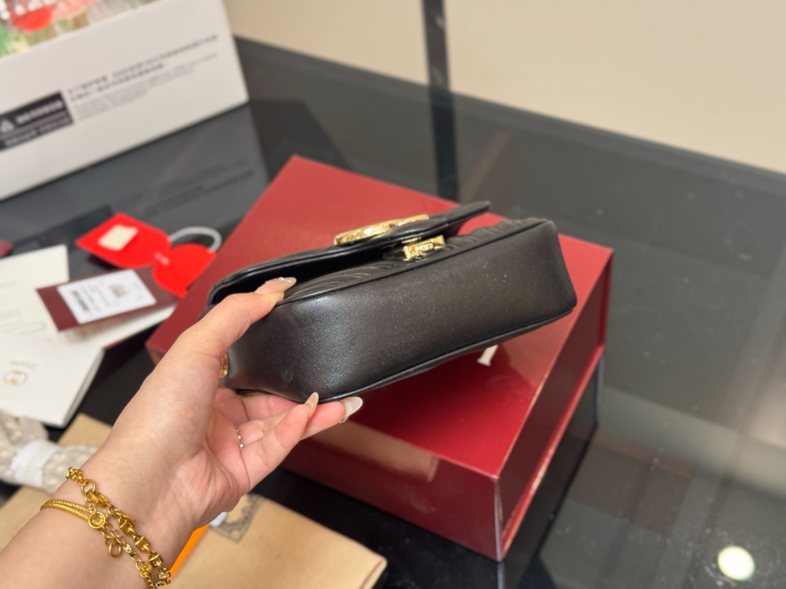 今日 GUCCI GG マルモント ポストバッグ 17×14cm 定番クラシック DECORATOM_COM_BR