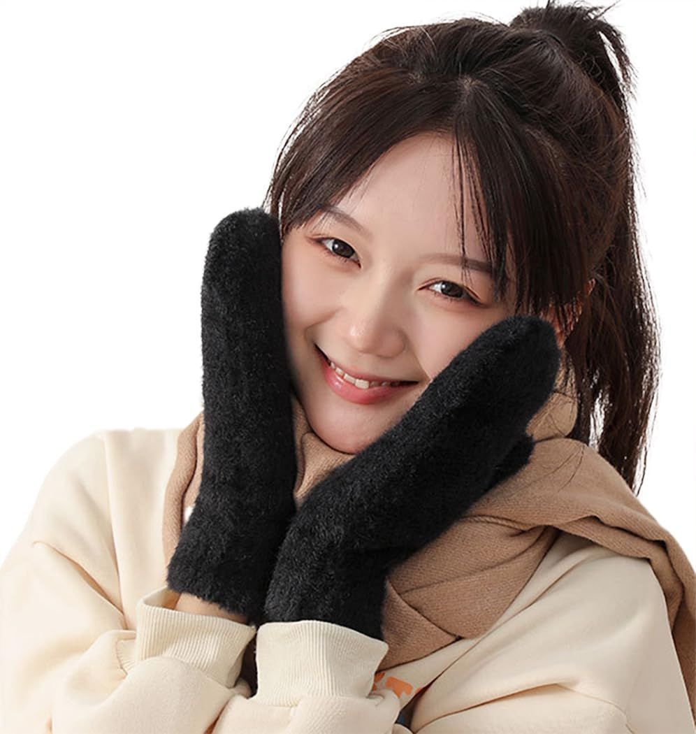 売切注意 お急ぎ下さい レディース ふわふわ 防寒 裏起毛36℃恒温蓄熱 雲のように柔らかい ミトン グローブ ラクダの毛 二重層 厚手 手袋 肌に優しい 無地 抗ピリング加工 指なし 寒さ対策 暖かい Ekieta 防風 通勤 通学 自転車