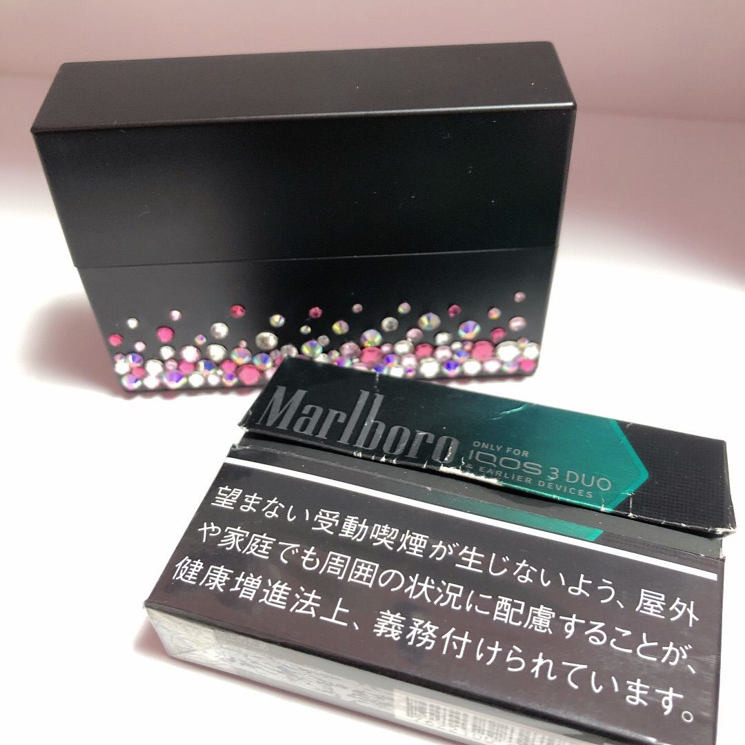 ずゆうゆうメルカリ便☆iQOSヒートスティックデコケースNo 17 iQOS タバコケース ヒートスティックケース ブラック ハード
