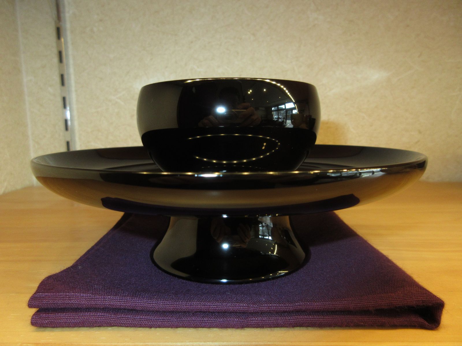 逢絢亭 茶道具 天目台 山中塗 呂色 真塗 木製 中村宗悦 共箱入り