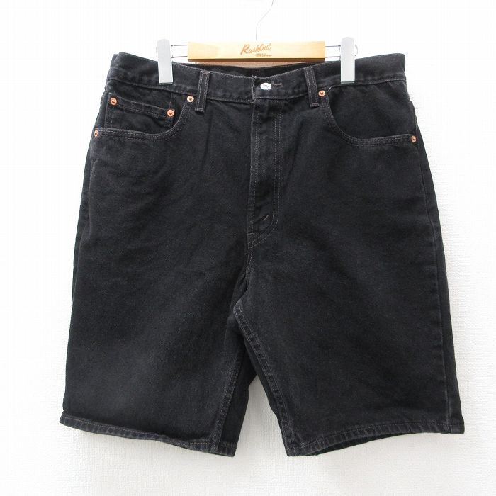 W36/古着 リーバイス Levis 505 ショート パンツ ショーツ メンズ 90s コットン 黒 ブラック デニム 24jul29 中古 ボトムス 短パン ショー
