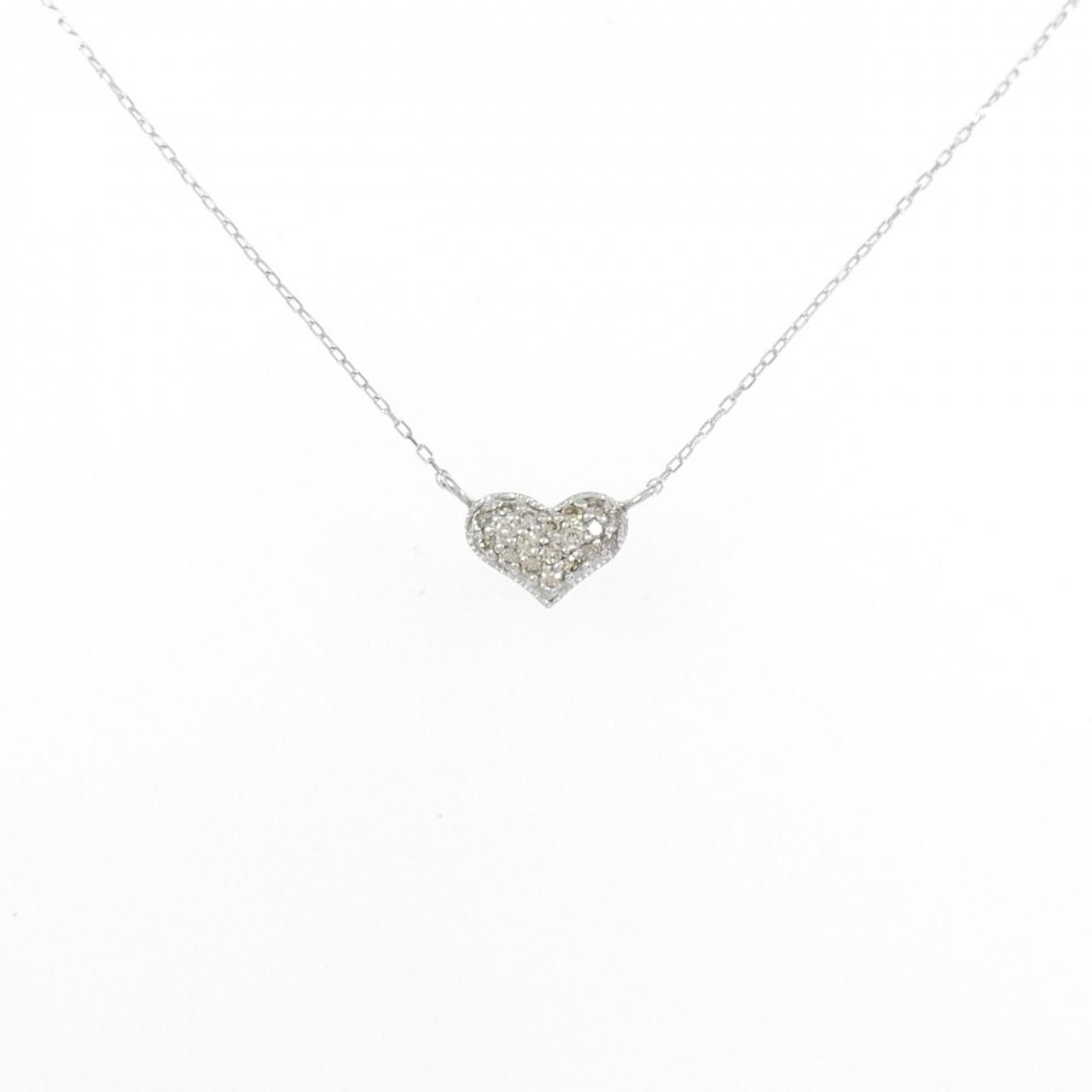 K18WG ハート ダイヤモンド ネックレス 0.10CT
