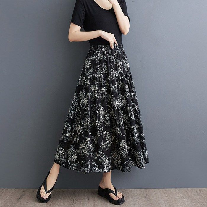 ロングスカート スカート 花柄スカート レディース モノトーン