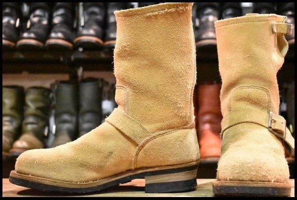 【8.5D 良品 PT91プリント】レッドウィング 8268 スエード エンジニア ラフアウト スチールトゥ ベージュ ブーツ redwing HOPESMORE【EL766】