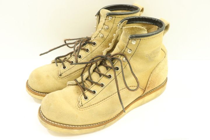 RED WING メンズブーツ UK7 2908 6LINEMAN BOOTS|RED WING|UK7|ベージュ 肌色|ロゴ