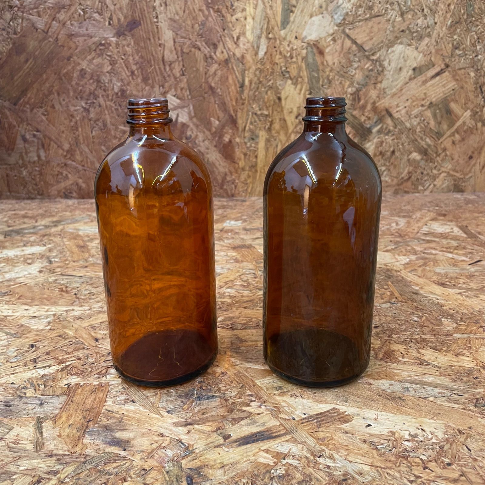 2本セット アンティーク 薬瓶 茶 くすりビン 茶瓶 ヴィンテージ レトロ