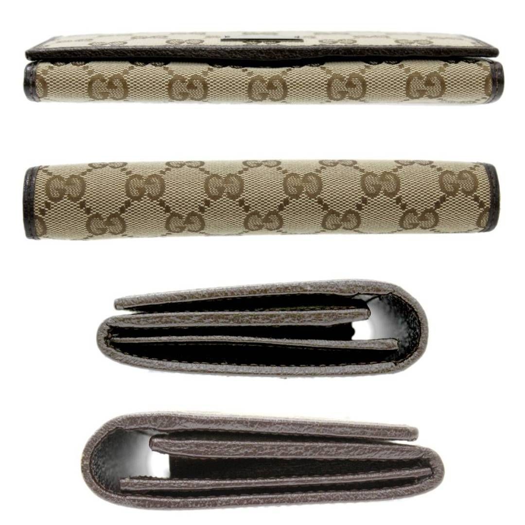 美品　グッチ財布　グッチ折り財布　グッチメタルプレート　グッチキャンバスブラウン 美品 グッチ財布 グッチ折り財布 グッチメタルプレート グッチ