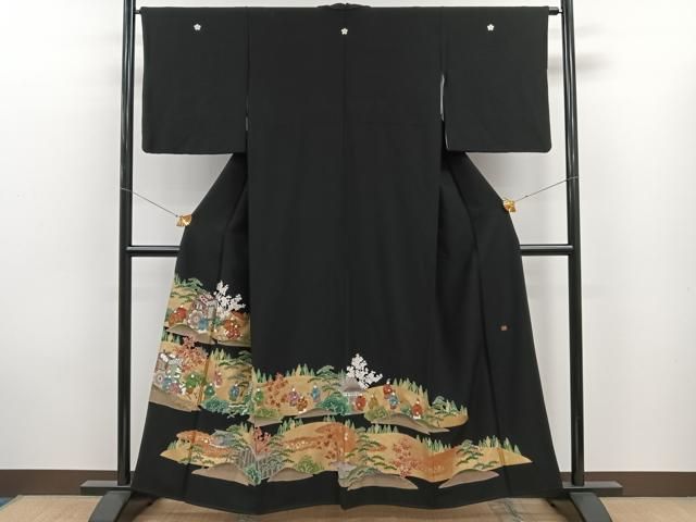 平和屋着物□豪華黒留袖 作家物 人物風景文 金彩 正絹 逸品 CAAR6376kb  