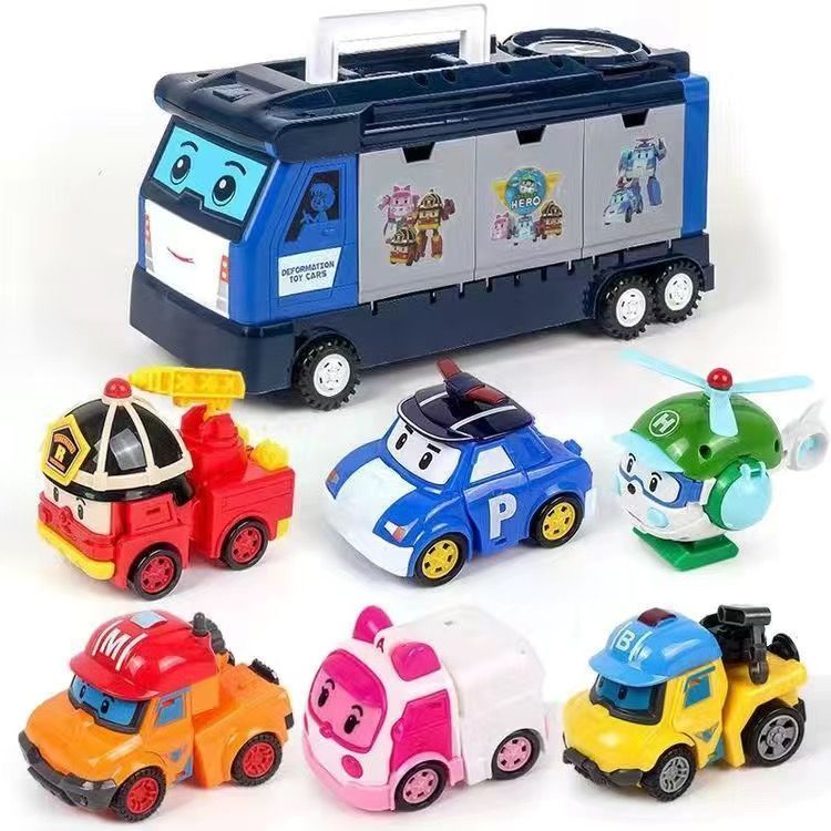 新品大人気アニメ　ロボカーポリー6台セット　変身変形ロボット　ミニカーと 部隊車 箱がない