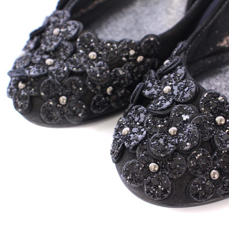 ANTEPRIMA アンテプリマ 黒い装飾 花モチーフ ウェッジヒールシューズ アンテプリマ ANTEPRIMA 【小さいサイズ】小花モチーフウェッジ